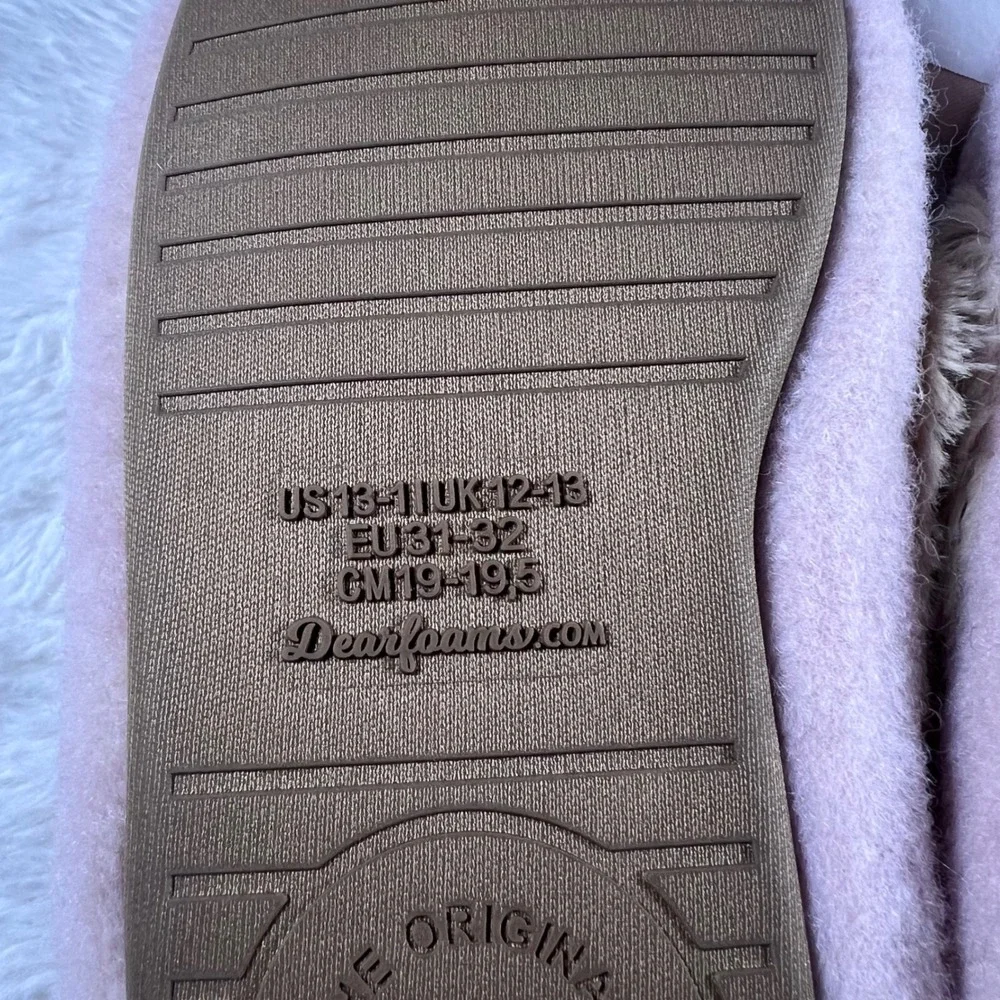Dearfoams Deluxe Memory Foam Slippers Pink Fuzzy Bow Plush Cozy‎ Kids NWT